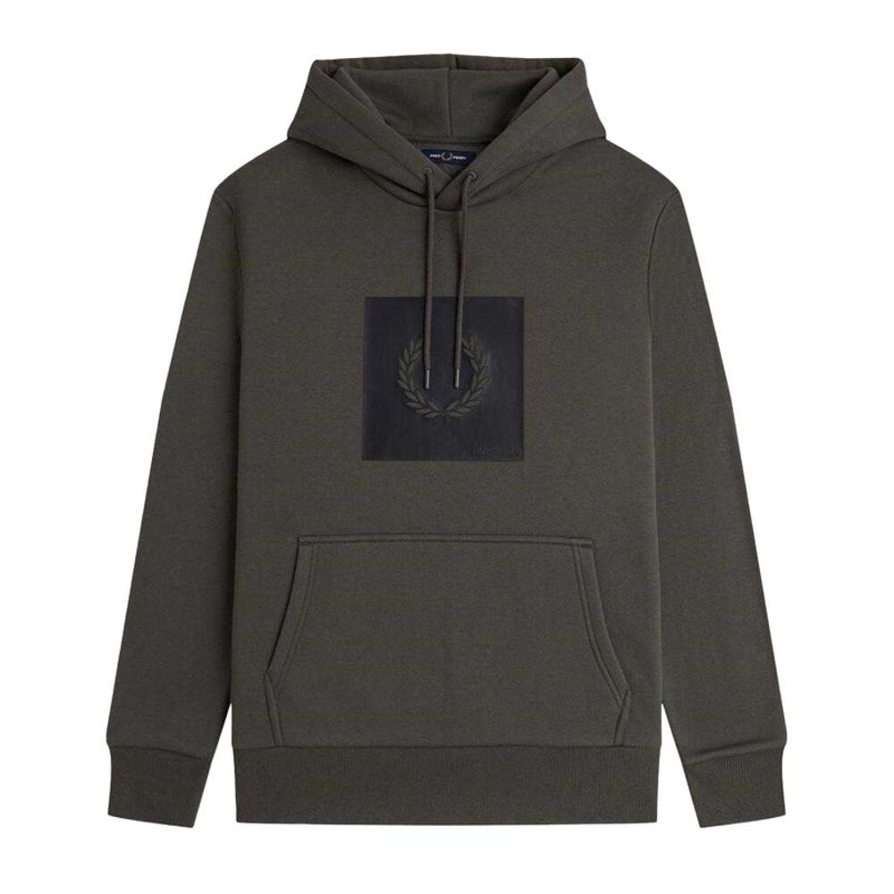 Fred Perry Mens Box Logo Pullover Hoodie / Field Green